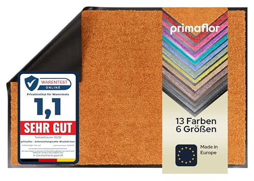 Primaflor Schmutzfangmatte CLEAN – Orange, 120x180 cm | Saugstarke, Schwer entflammbare Fußmatte | Rutschfester Türvorleger für Innen | Türmatte für Eingangsbereich | Sauberlaufmatte mit Gummirand