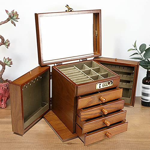 Armoire à bijoux rétro en bois - Grande boîte à bijoux - Boîte à bijoux - Boîte à bijoux - Marron