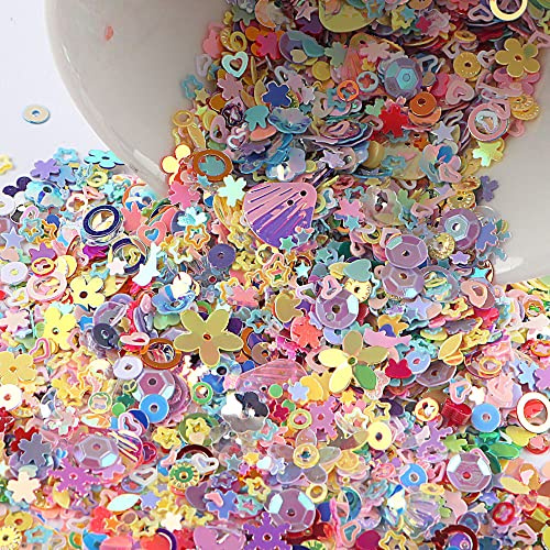 Bunte Pailletten zum Basteln - Irisierende Bling, Dekoration für Kunsthandwerk, Kleidung, Telefonhülle, Scrapbook, Spielzeug, Party