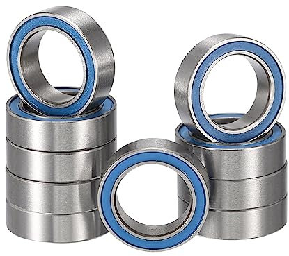 HiPicco MR128-2RS Deep Groove Ball Bearings, ID 8mm x OD 12mm x Width 3.5mm Miniature Bearings, Double Rubber Sealed Ball Bearing Pre-Lubricated Chrome Steel Blue Z2 Lever 10pcs