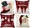 Kithomer Rote Weihnachts-Kissenbezüge, 50,8 x 50,8 cm, 4 Stück, Weihnachtsmann, Schneemann, Schneeflocke, Bauernhaus, Büffel, Weihnachtsdekoration, Let It Snow Kissen, dekorativer Kissenbezug für Sofa