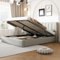 Zravenna Boxspringbett Polsterbett 160x200 cm Grau, PU Bett mit Stauraum & Lattenrost, Doppelbett mit Verstellbares Kopfteil, Tragfähigkeit 300 kg, Ohne Matratze