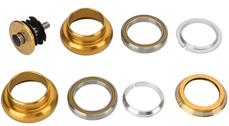 Juego de dirección de bicicleta Viaron de alta resistencia, 34 mm, estructura lisa, para horquilla delantera de tubo recto (dorado)