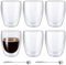 WOPPLXY 6 PCS 350ml Double Walled Glass Coffee Mugs, Double Walled Coffee Cups with Scoop, Latte Flat White Hot Coffee Mug Cups Drinkware
