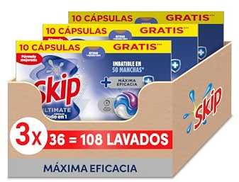 Skip Ultimate Detergente en Cápsulas para la ropa Máxima Eficacia, 3 x 36 lavados