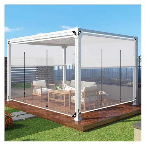 JUCCJUXIN Outdoor Tarp Curtains with Zipper Door,PVC Tarpaulin with Zipper,Clear Waterproof Tarp with Zipper Door，Cold Weather Resistan， for Garage，Patio，Gazebo，Porch，Outdoor(H2xW2.5m/H6.5xW8.2ft)