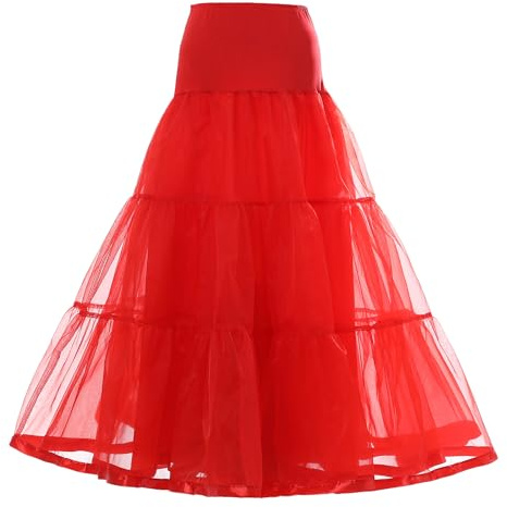 MMGKU Women's Ankle Length Petticoat Bridal Wedding Slip Hoopless Crinoline Underskirt
