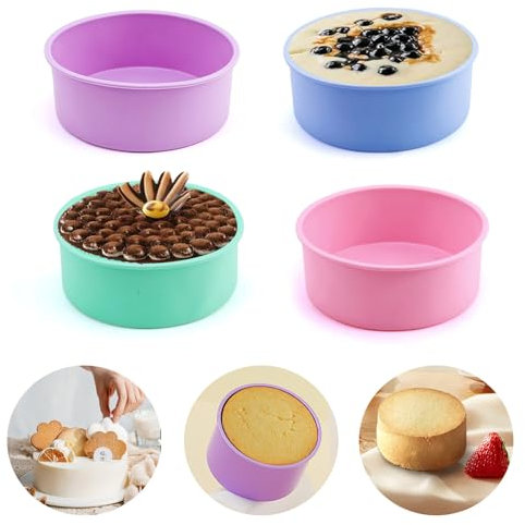 Lot de 4 moules à muffins, moules à gâteau, pudding, tartelettes, cupcakes, moules à muffins en silicone, petits, pour friteuse à air chaud, micro-ondes