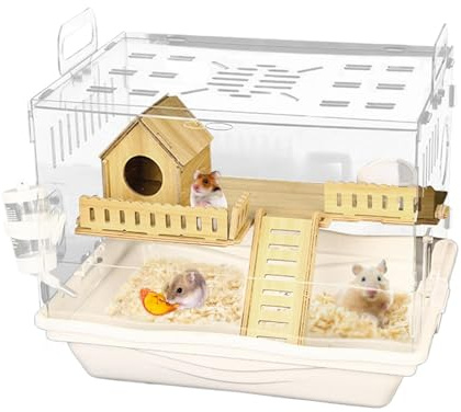 Jaula de hámster, Jaula de observación de hábitat de hámster Transparente para Mascotas Ejercicio de Animales pequeños casa de Juegos alojamiento jerbos para Chinchilla, jerbo
