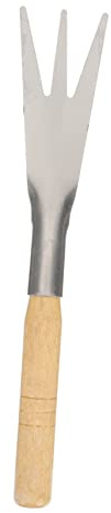Mikikit 3-Toothed Garden Trowel for Weeding and Planting Stainless Shovel Wooden Handle 1-Piece Gardening Tool for Vegetable and Flower Garden