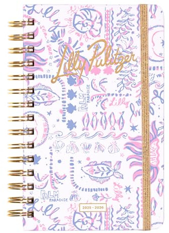 Lilly Pulitzer Medium Planner August 2025 - December 2026, Weekly Agenda & Monthly Calendar, Stickers, Pockets, Spiral Binding, 5 x 8.25 (Tis the Sea Sun)