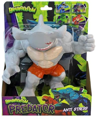 BEMIRO BrainBoooom Predator - Figura antistress con squalo, 22 cm, colore: Grigio con arancio