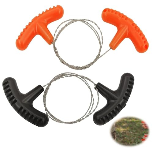 2 unids sierra de alambre de acero inoxidable, 70 cm motosierra de mano tubo de PVC mini al aire libre antióxido manual fácil de guardar kit de herramientas de sierra para exteriores camping