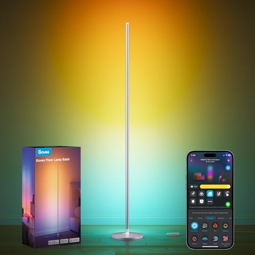 Govee RGBIC Lampade da Terra LED, Moderna Piantana Lampada da Terra Argento