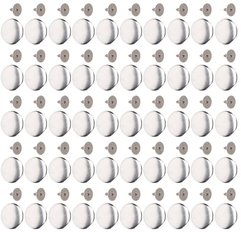 BTOSEP Metalliskt rostfritt stål avtagbara byxknappar set för enkel justering ingen sömnad 50 delar för byxor, jackor, hattar, bälten silver 17 mm