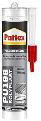 Pattex Sigillante Poliuretanico PU 198, Sigillante per Lattoneria, Carpenteria Metallica, Costruzioni Metalliche, Impianti di Condizionamento, Auto e Nautica, Carrozzeria, Grigio, Cartuccia da 310ml