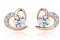 Kaguyo silver earrings for women, rose gold plated 925 sterling silver Amethyst clear Zircons Love heart Stud Earrings for women girls birthday gift(rose gold earrings)
