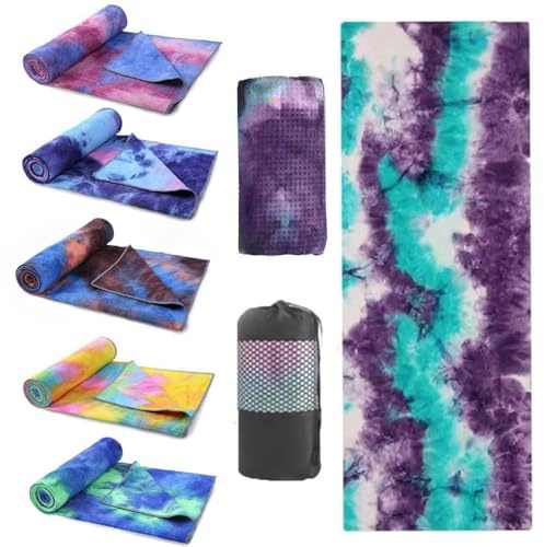Oaygat Toalla de yoga antideslizante con puntos de agarre, manta de yoga de secado rápido, manta de yoga súper suave que absorbe el sudor, toalla de microfibra con bolsa de transporte de malla, ideal