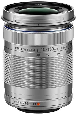 OM SYSTEM Olympus M.Zuiko Digital 40-150mm F4.0-5.6 R Plata para cámara Micro Cuatro Tercios, Lente Zoom 3.75x, Diseño Portátil