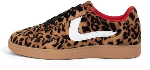 LUCKY STEP Sneakers retrò da Donna - Sneakers alla Moda Classiche, Antiscivolo e comode per Camminare e Pattinare (Leopardo, 10US-41EU-8UK)