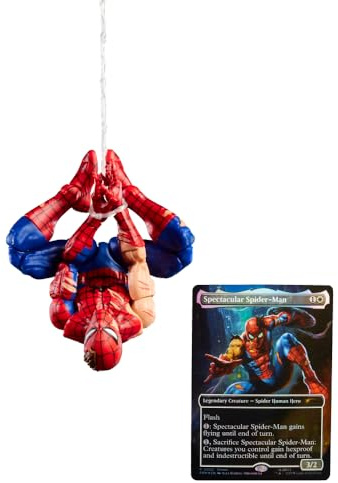 Marvel Legends Series Magic: The Gathering, giocattolo action figure di Spider-Man ferito in battaglia da 15 cm e carta con foil esclusiva collezionabile per gioco di carte