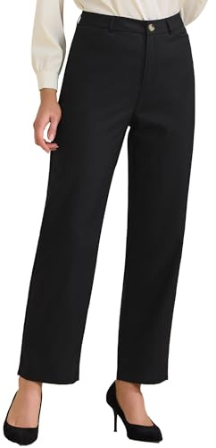 Allegra K Pantalon Long Femme Taille Haute Style Formel Et Décontracté Idéal pour Le Travail Ou Le Bureau Noir L