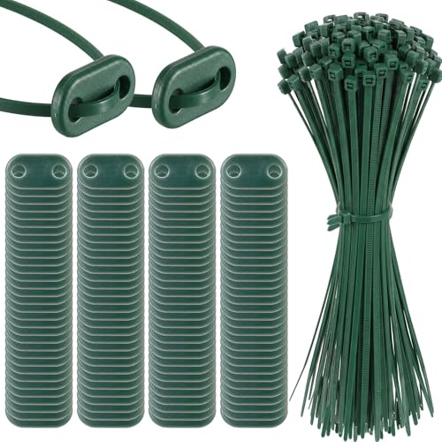 Sinmoe 150 Ensemble Kit de Fixation pour Brise-Vue y Compris Les Attaches de Câble et Fixation des Plaques de Montage Kit de Montage en PVC pour Tapis d'Intimité Clôtures de Jardin(Vert)
