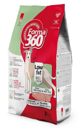 Crocchette per Cani Adulti Sovrappeso e Sterilizzati – Low Fat per Controllo del Peso – Carni Bianche – Forma360 – 3 kg