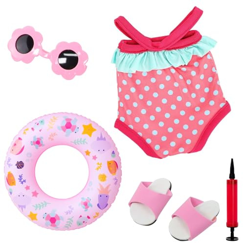 Juego de natación para muñecas, 5 piezas, con anillo de natación, ropa de verano, ropa para muñecas de 35-45 cm, accesorios para muñecas de 35 a 45 cm, accesorios para muñecas, ropa
