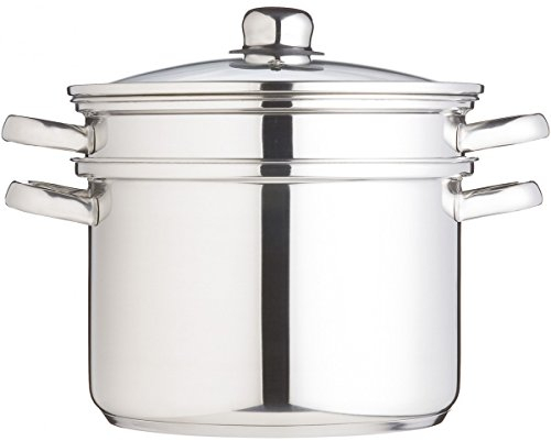 KitchenCraft Multifunktionelles Kochtopf Set, Dampfgarer/Suppentopf mit Topf und Glasdeckel, Induktion Dünster Topf, Kochgeschirr Dämpfer mit Nudelsiebt, Induktionssicher, Silber Edelstahl, Ø 26 cm