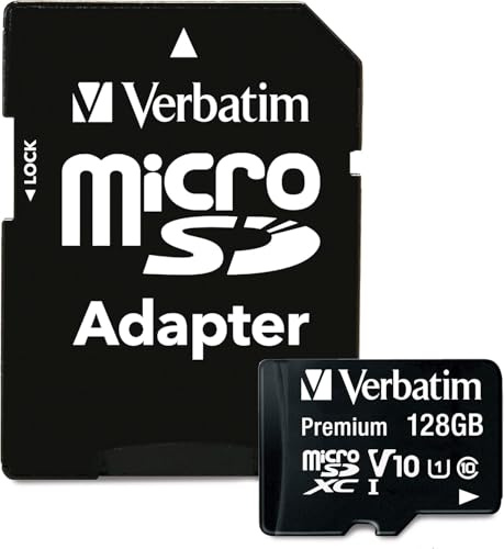 Verbatim Premium microSDXC Speicherkarte - 128 GB - inkl. Adapter, Class 10, bis zu 90 MB/s Lesegeschwindigkeit, wasserfest und schockresistent, 44085