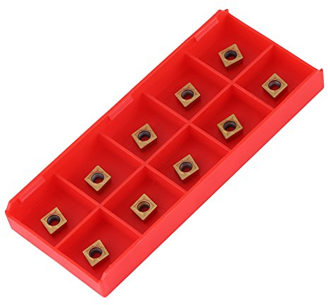 10pcs Tin-Coated CNC Carbide Insert Cutter Indexable Lathe Milling Inserts Turning Tools with Box CCMT060204-HM YBC251 for Steel Semifinishing