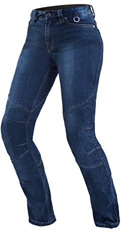 Shima Sansa Vaquero Moto Mujer - Pantalones Transpirables, Elásticos, Regular Fit con Capa Calefactora, Prottecion CE de Rodilla y Cadera (Azul, 30)