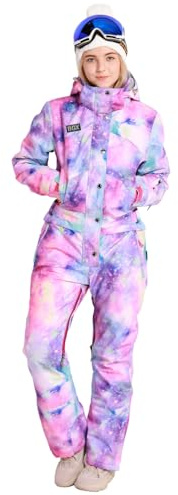 Bluemagic Womens Snowsuit One Pieces Ski Suits Jumpsuits Colorful Coveralls Snowboard Winter Outdoor (L,PPL 2020)