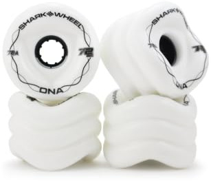 Shark Wheel 72mm 78a Longboard Cruising Wheels, DNA Formula, Set of 4 Wheels (White, 72mm)
