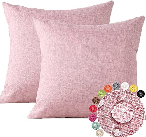 JOTOM Kissenhülle, 45 x 45 cm, einfarbig, wasserdicht, für Sofa, Haus, Wohnzimmer, Schlafzimmer, Dekoration, 2-teilig (Rosa)