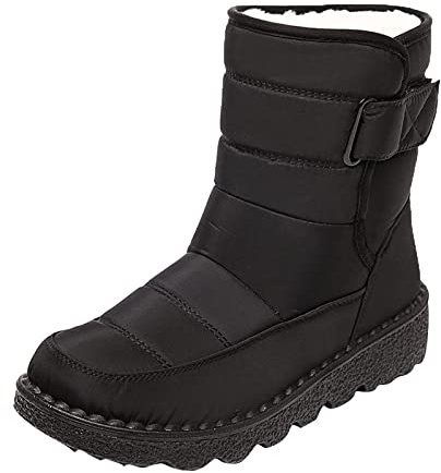 Minetom Bottes De Neige Femme Fille Bottines De Pluie Imperméable Boots Fourrées Chaude Chaussures Hiver Fourroure À Talons Plats Chaussons Pantoufle Maison Après Ski C Noir 39 EU