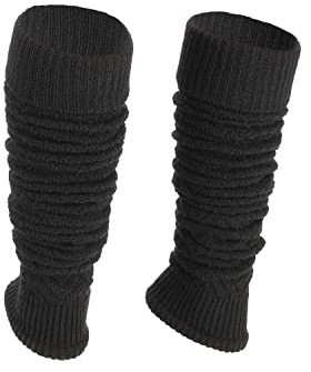 Ateena Damen Stulpen Schwarz - Beinstulpen aus Wolle für Winter, Tanz, Ballett - Klobige Stiefelmanschetten