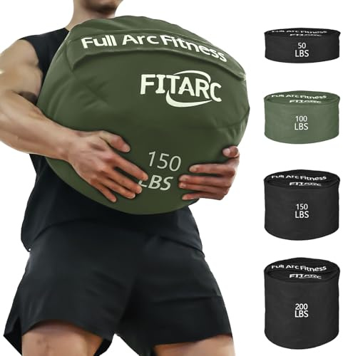 Fitarc Sand Bags for Weight Training,Sandbags for Fitness,Sandbags for Weight Training,Round Sandbag,Sandbag Workout Bag,Cross-Training & Exercise, Workouts Equipment Sand Not Included (Green, 150LB)