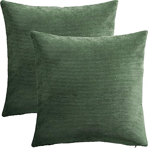 Erwin Müller Kissenhülle Glasgow 2er-Pack Cord Oliv Größe 40x40 cm