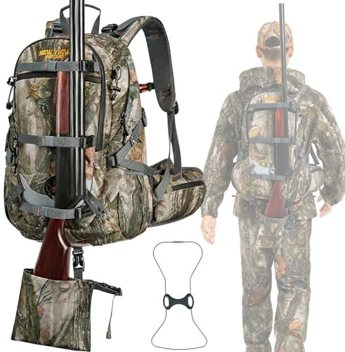 NEW VIEW Hunting Backpacks for Men 35L, Camo Backpack for Hunting with Rifle Bow Gun Holder, Waterproof Hunting Pack with Rain Rover