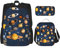 TRUKD Rucksack für Studenten, Wassermondhöhle, Tasche für Jungen, Mädchen, Federmäppchen, Lunchtasche, Kinder, 3-in-1 Büchertaschen, Schultaschen-Set, Sonnensystem-Planeten, Einheitsgröße,