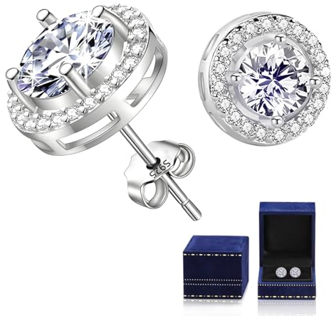 Orecchini in moissanite per donna, Diamante in moissanite da 1CT, coltivato in laboratorio, argento 925 placcato in oro bianco 18K, orecchini in argento, gioiello regalo.