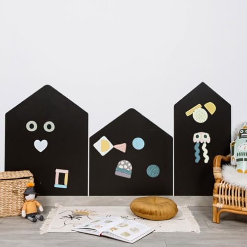 FERFLEX - Lavagna magnetica per bambini - La mia città - decorazione da parete con banda magnetica riposizionabile - venduta con un set di forme geometriche - 163x 81 cm