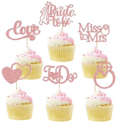 Cupcake Topper Bride, 24 Pièces Bridal Cake Decoration, Topper Gateau Bride, Nuptiale Cupcake Topper, Gâteau Toppers Bridal, pour Douche Nuptiale, Bachelorette Party Decoration (C)