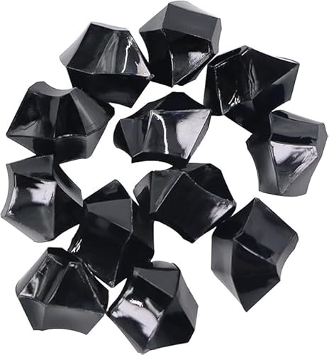 EesTeck 120 Pieces Decorative Black Acrylic Crystal Chunks, 11 * 14 mm Geometric Shapes Acrylic Ice Rocks for Centerpieces
