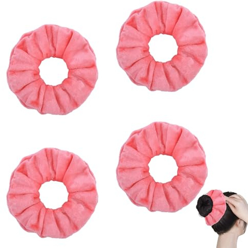 4 Pièces Chouchou Cheveux,Élastique Cheveux,Accessoires Cheveux Femme,Chouchous Cheveux Fille,Gros Scrunchies Rose,Attaches en Soie Sans Dommage pour Cheval Queue,Enfants,Adultes de Noël Cadeaux