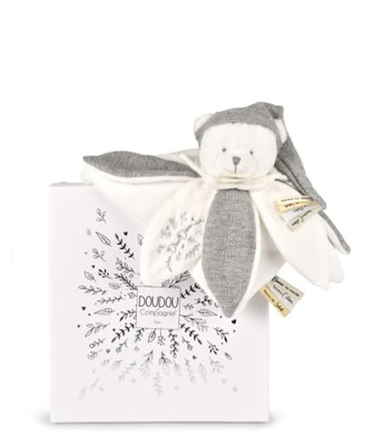 DOUDOU ET COMPAGNIE - Ours ARGENT Doudou Collector Ultra Doux - Doudou Bébé Édition Limitée 25 Ans - Tissu Brodé Élégant - Garantie Doudou Perdu - Idée Cadeau Naissance pour Filles et Garçons - DC4337