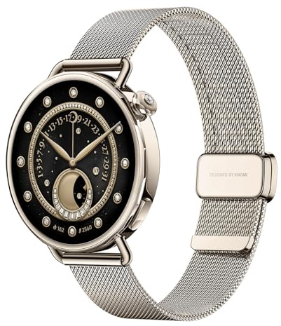 Xiaomi Watch S4 41 mm fluorgummi rem (svart), ultralätt 32 g kropp, Guld, En storlek, Modern