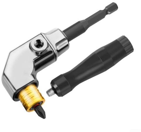 Gdfnmogo Accesorio de taladro de ángulo recto de 90 grados, taladro eléctrico, interruptor de esquina, conector direccional para espacios reducidos, construcción de acero al cromo vanadio